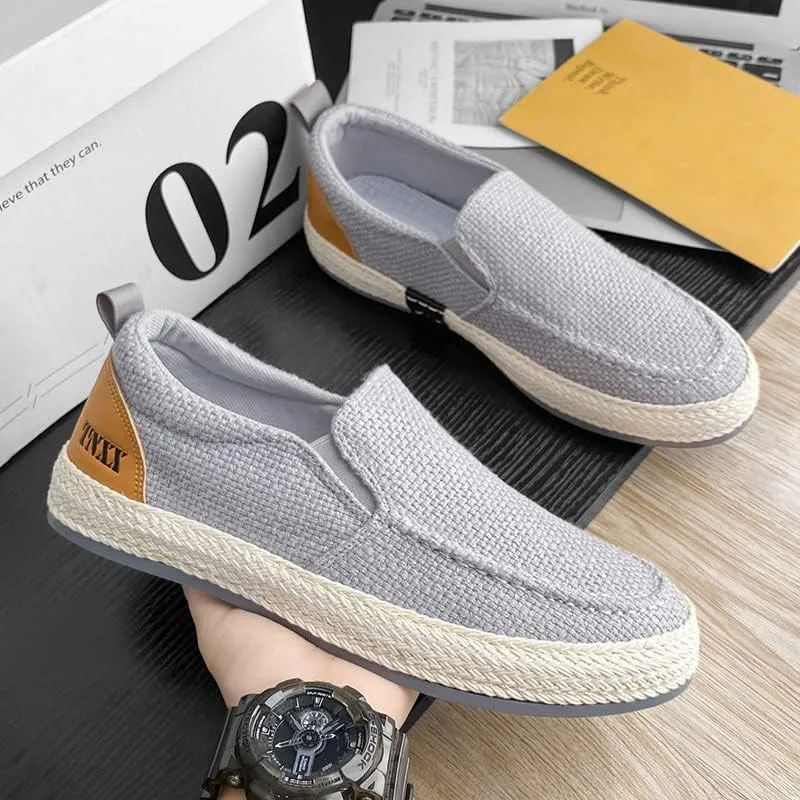 Men's Breathable Canvas Casual Loafers Slip on Sneakers Fisherman's Shoes Cloth Flats Shoes