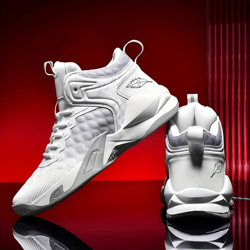 Men's Breathable Lace-Up Basketball Shoes – High-Top Training & Competition Sneakers with Cushioned Shock Absorption