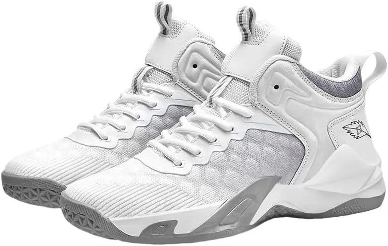 Men's Breathable Lace-Up Basketball Shoes – High-Top Training & Competition Sneakers with Cushioned Shock Absorption
