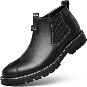 Men's Chelsea Boots For Men Oxfords Dress Leather Shoes Mens Formal Casual Man Work Fashion Black Brown Size Loafers Slip On Male Hiking Cowhide Shoe High Top
