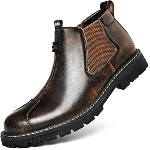 Men's Chelsea Boots For Men Oxfords Dress Leather Shoes Mens Formal Casual Man Work Fashion Black Brown Size Loafers Slip On Male Hiking Cowhide Shoe High Top