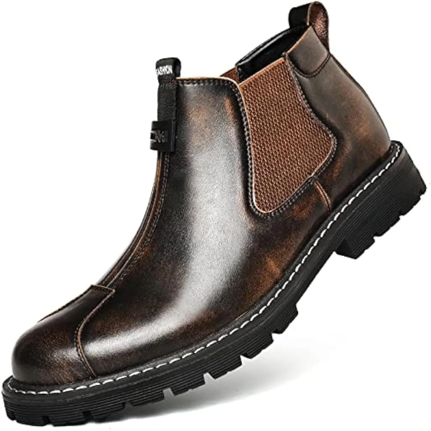 Men's Chelsea Boots For Men Oxfords Dress Leather Shoes Mens Formal Casual Man Work Fashion Black Brown Size Loafers Slip On Male Hiking Cowhide Shoe High Top