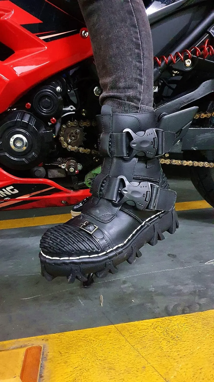 Men's Combat Motorcycle Leather Boots Soft Comfortable Ankle Boots