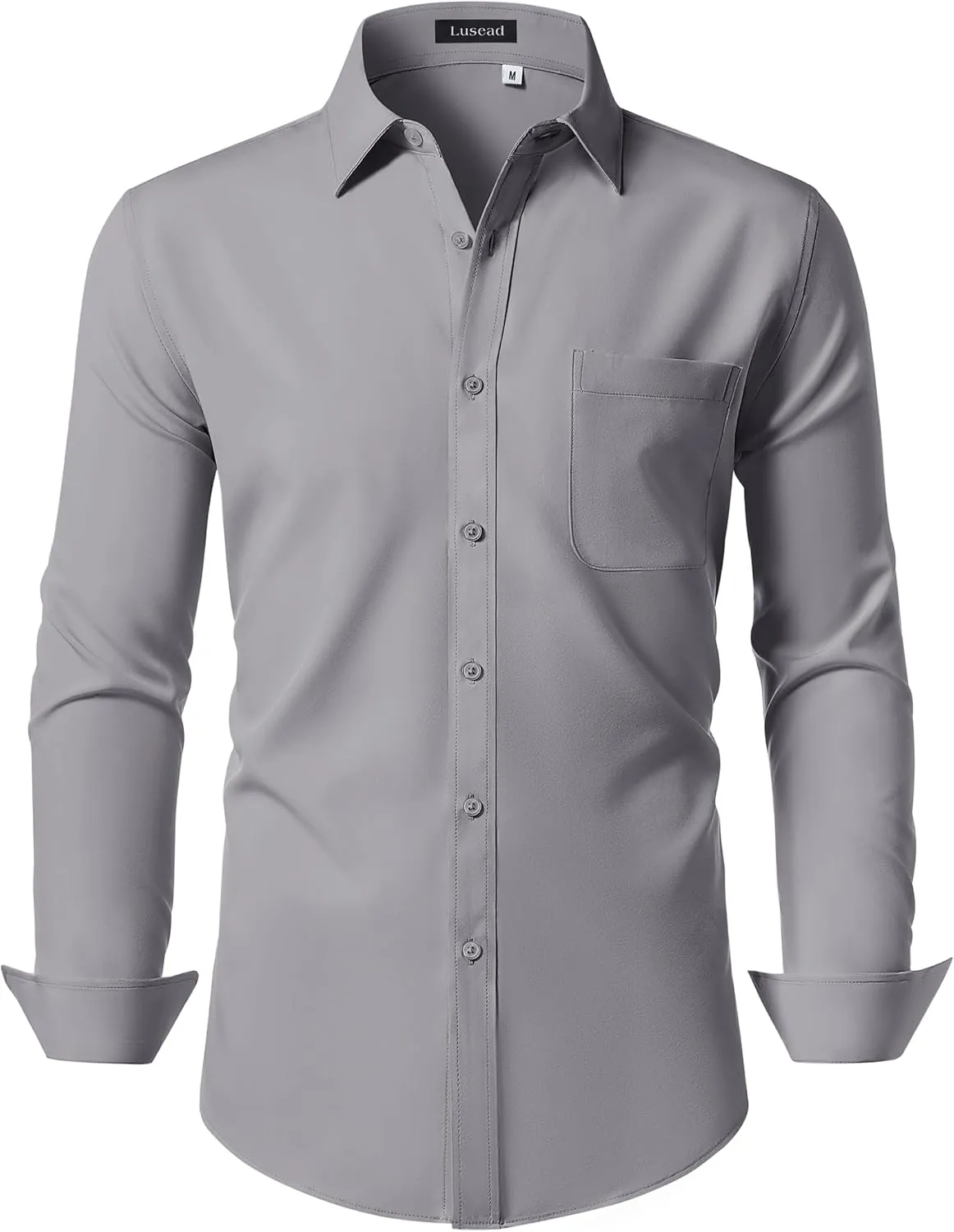 Men's Dress Shirts Long Sleeve Stretch Regular Fit Casual Formal Wedding Wrinkle Free Button Down Shirt with Pocket