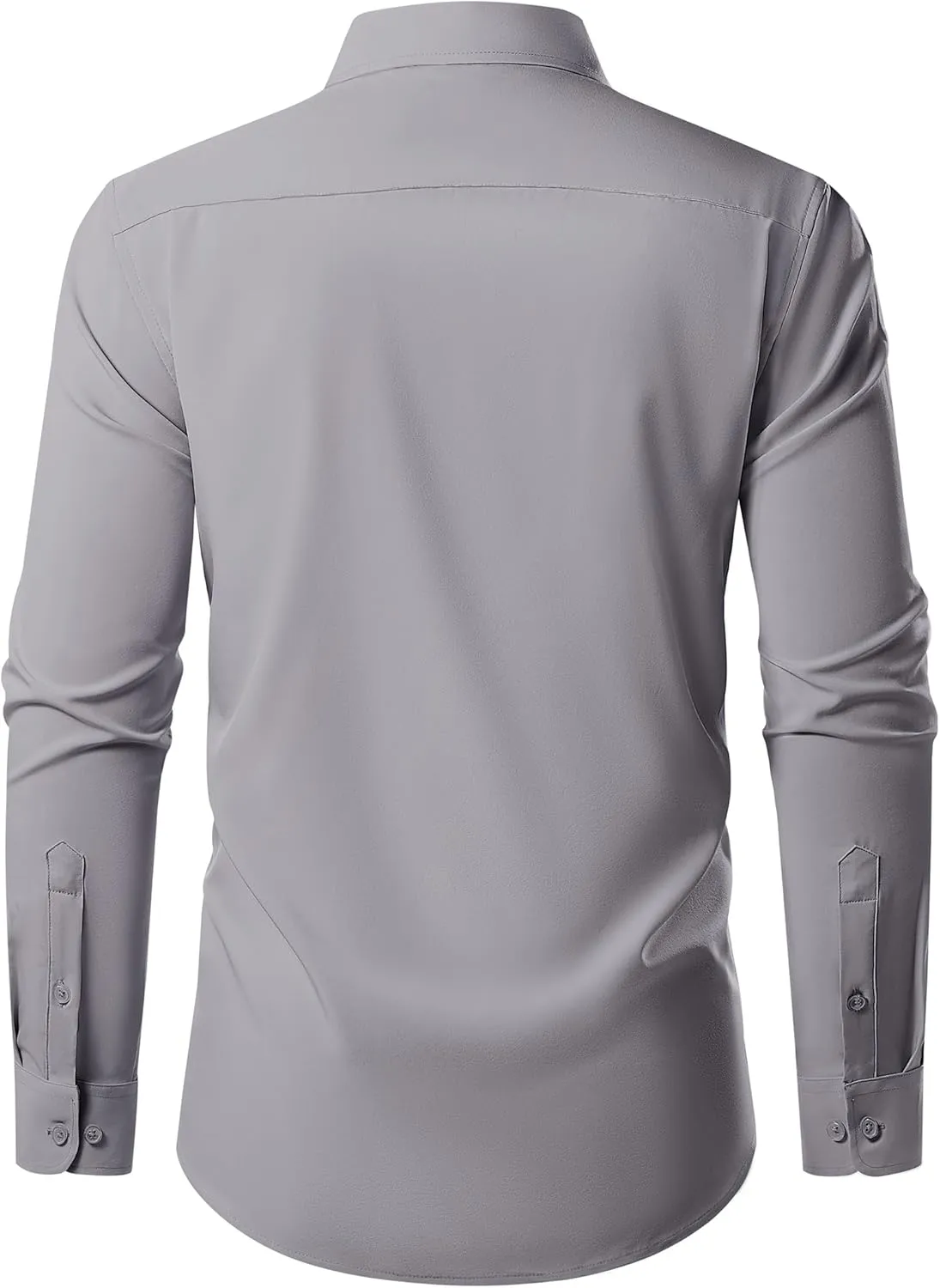 Men's Dress Shirts Long Sleeve Stretch Regular Fit Casual Formal Wedding Wrinkle Free Button Down Shirt with Pocket