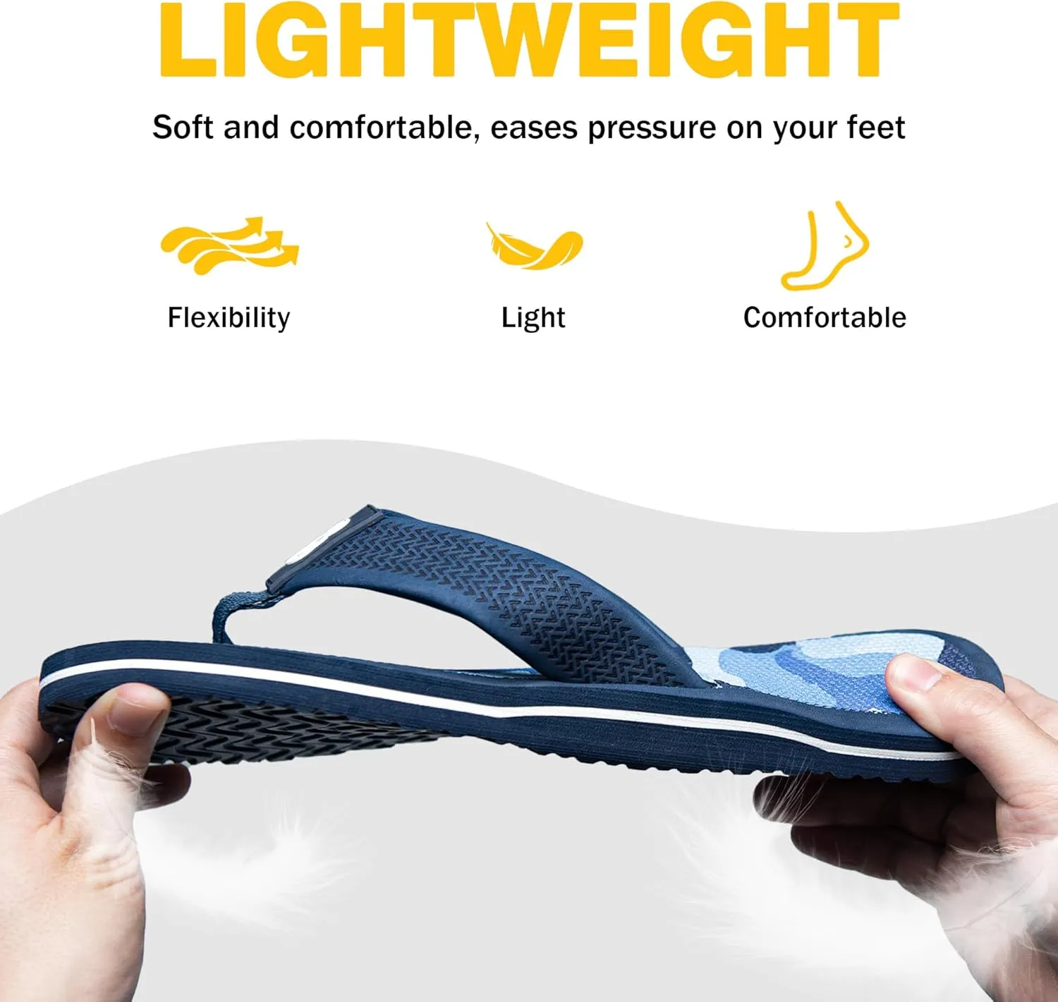 Men's Flip Flops & Sandals with Arch Support - Non-Slip Textured Sole,Waterproof for Beach