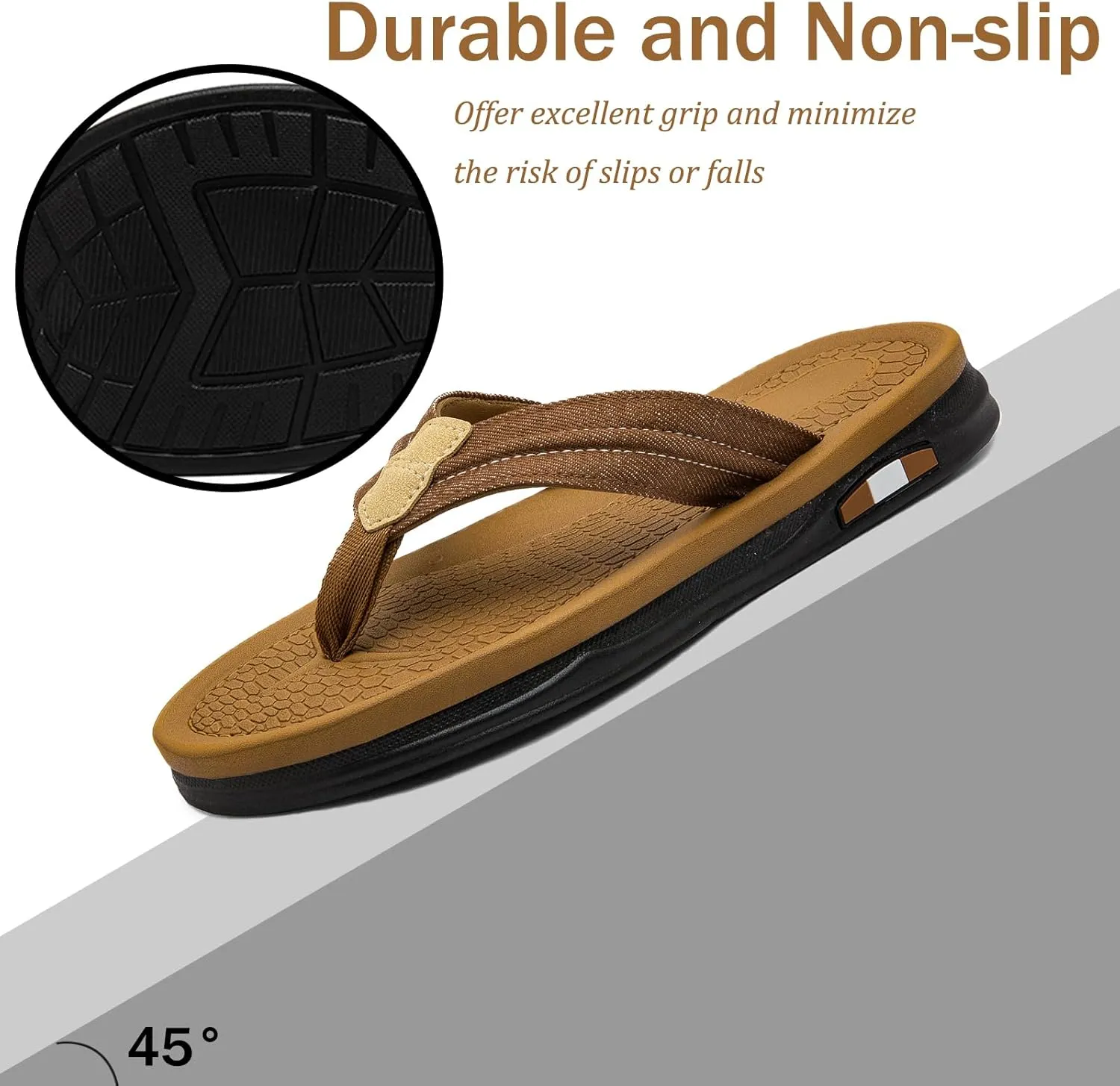 Mens Flip Flops Thong Sandals Lightweight Comfortable Summer Beach Slides Soft Cushion Footbed Open Toe Slippers for Pool Showers Dorms Water Friendly Indoor and Outdoor