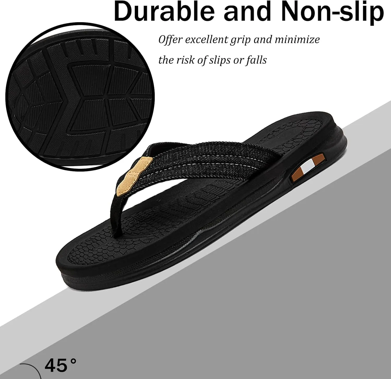 Mens Flip Flops Thong Sandals Lightweight Comfortable Summer Beach Slides Soft Cushion Footbed Open Toe Slippers for Pool Showers Dorms Water Friendly Indoor and Outdoor