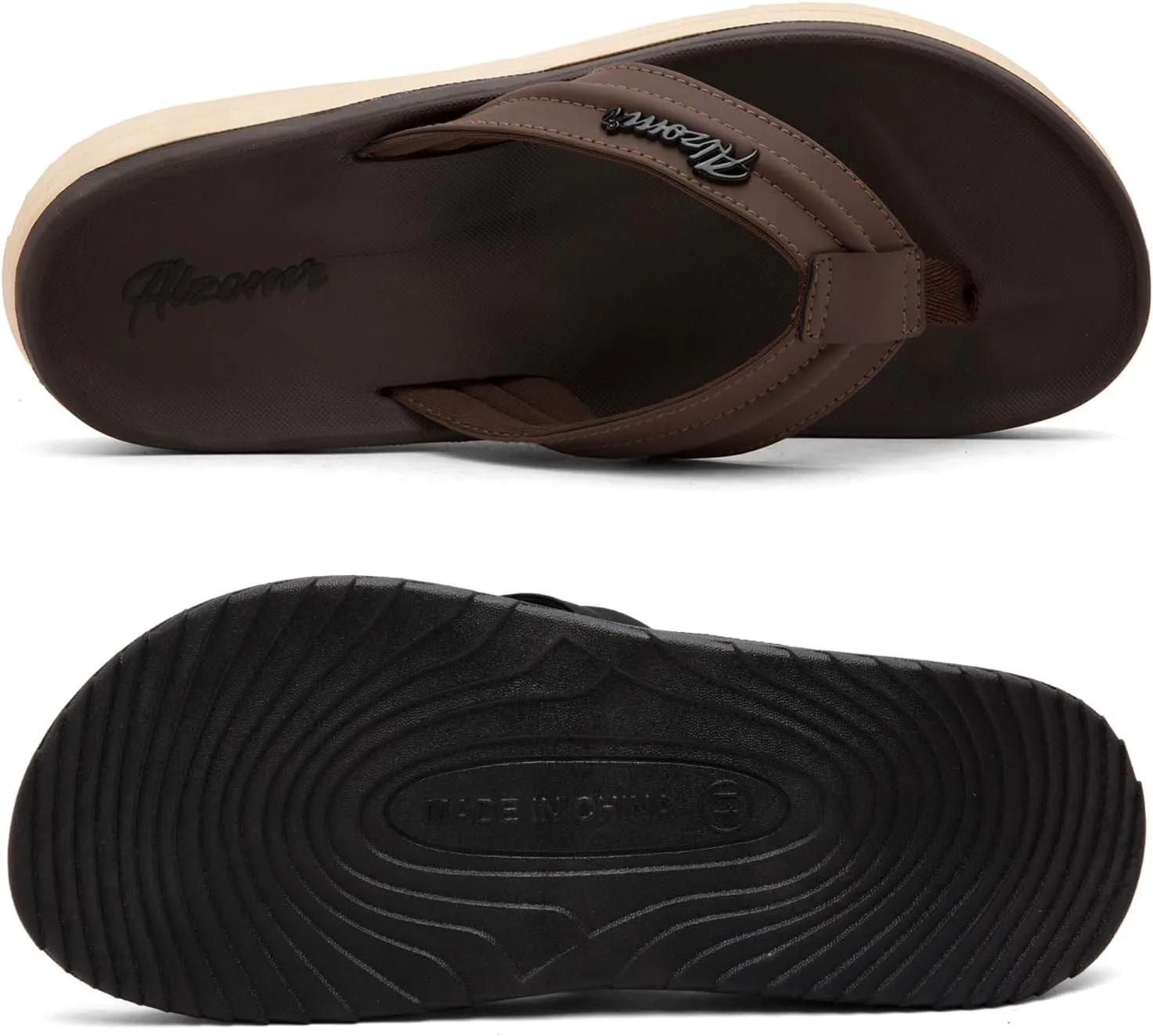 Men's Flip Flops with Orthotic Arch Support - Lightweight Thong Sandals for Plantar Fasciitis & Flat Feet, Water Friendly Slip-Resistant Pool Summer Beach Slides, Beach, Gym