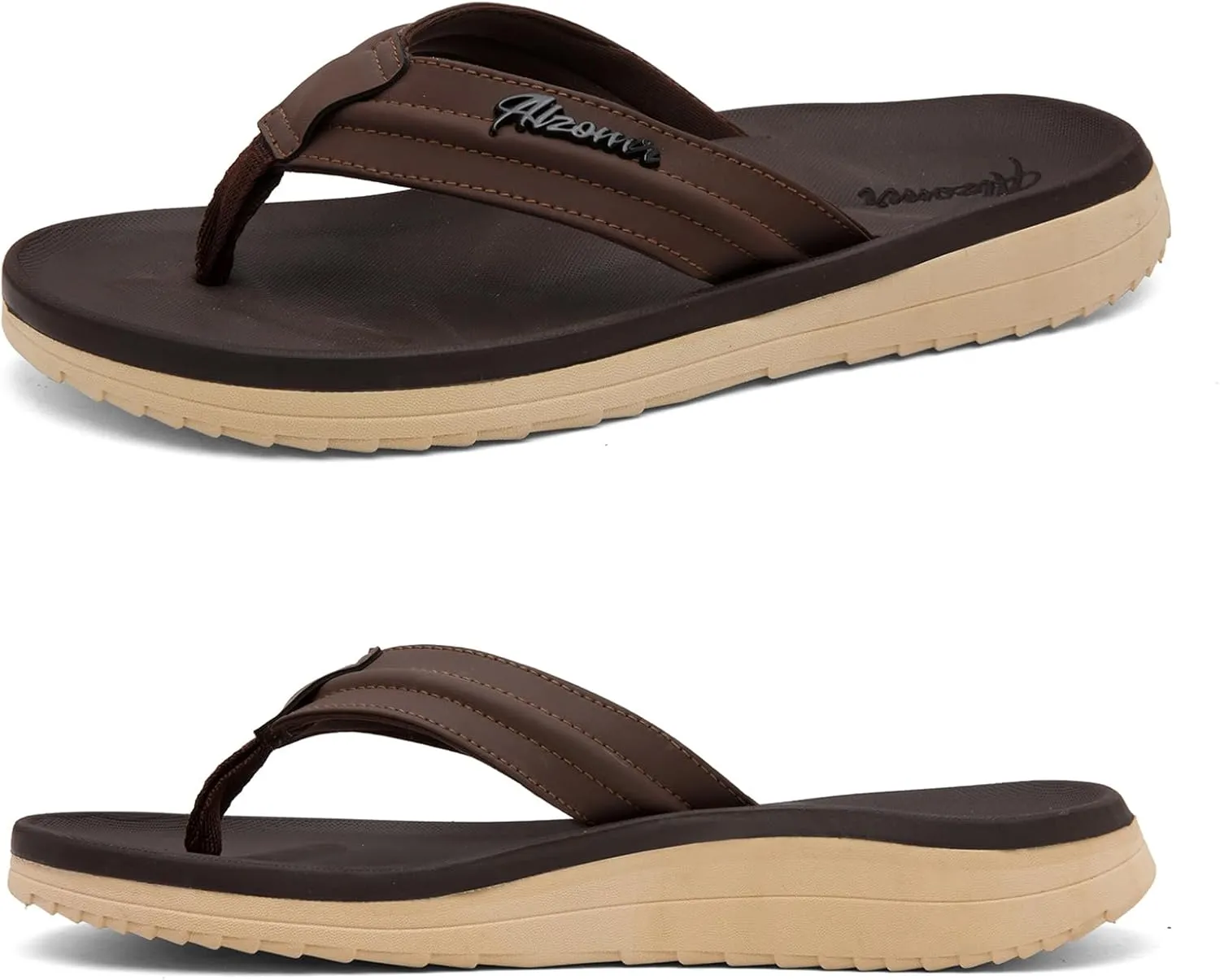Men's Flip Flops with Orthotic Arch Support - Lightweight Thong Sandals for Plantar Fasciitis & Flat Feet, Water Friendly Slip-Resistant Pool Summer Beach Slides, Beach, Gym