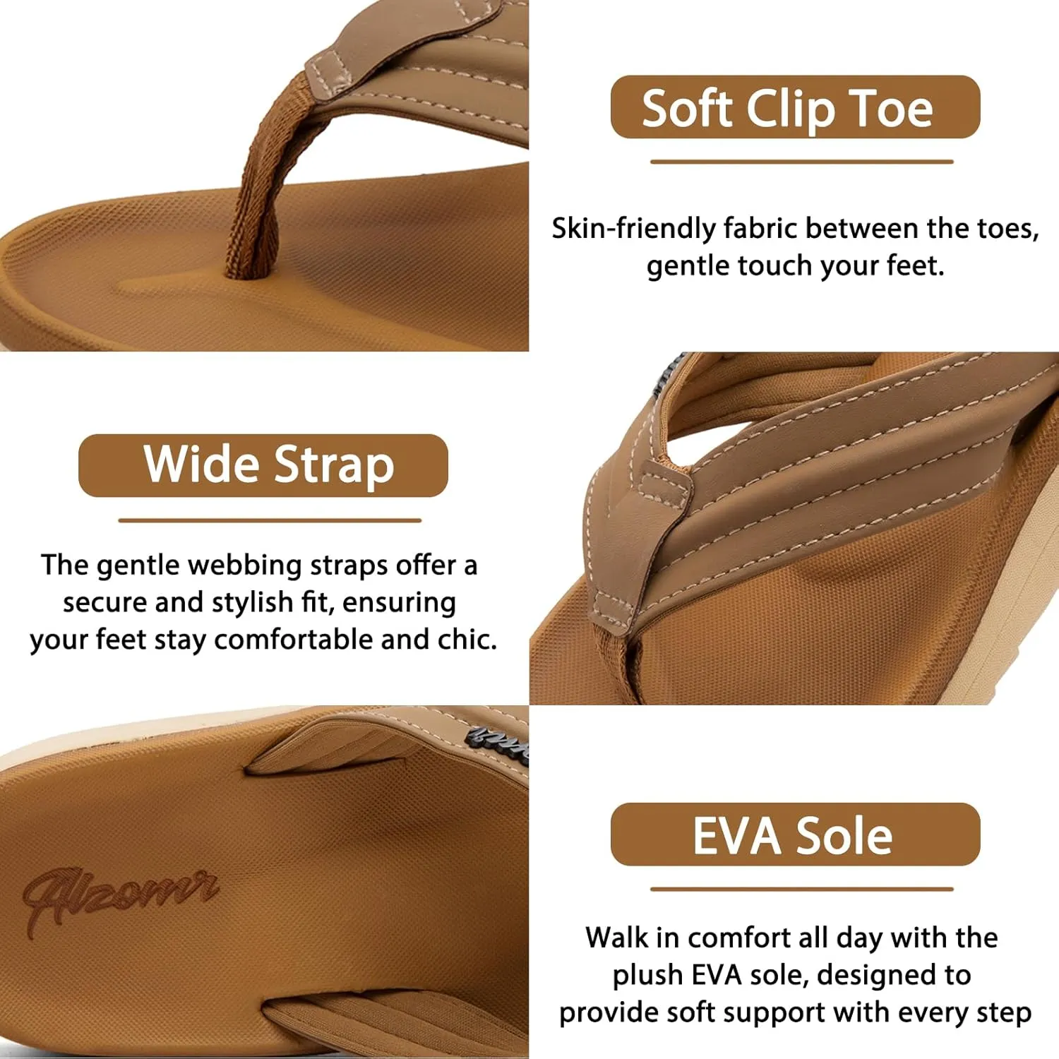 Men's Flip Flops with Orthotic Arch Support - Lightweight Thong Sandals for Plantar Fasciitis & Flat Feet, Water Friendly Slip-Resistant Pool Summer Beach Slides, Beach, Gym