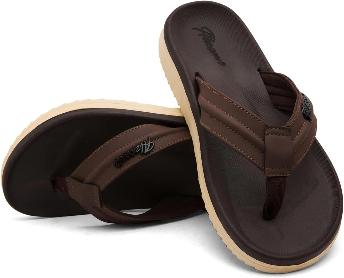Men's Flip Flops with Orthotic Arch Support - Lightweight Thong Sandals for Plantar Fasciitis & Flat Feet, Water Friendly Slip-Resistant Pool Summer Beach Slides, Beach, Gym