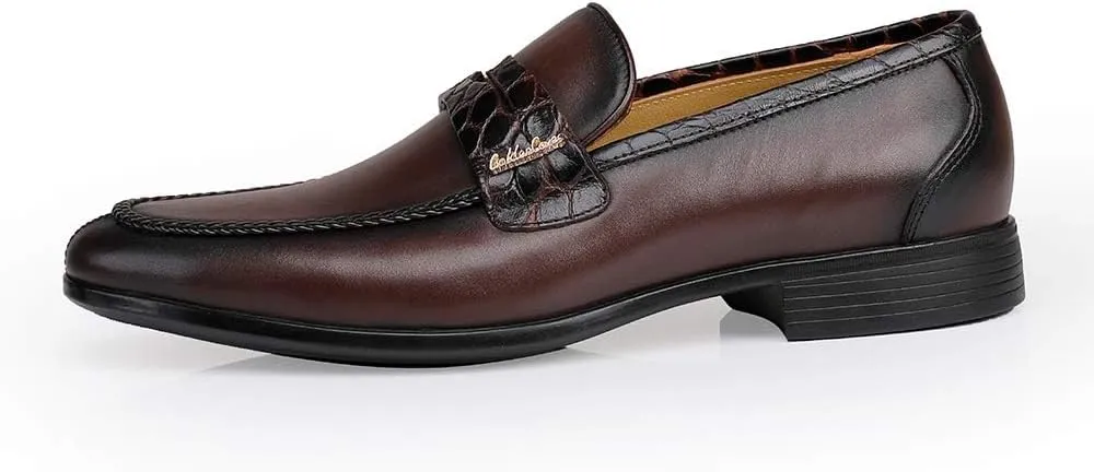 Mens Genuine Leather Slip On Loafers Comfortable Casual Driving Moccasins Brathable Loafer Dress Shoes…