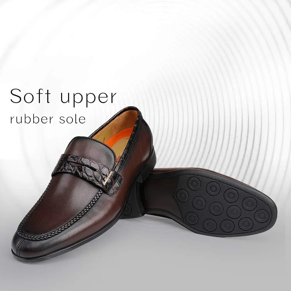 Mens Genuine Leather Slip On Loafers Comfortable Casual Driving Moccasins Brathable Loafer Dress Shoes…