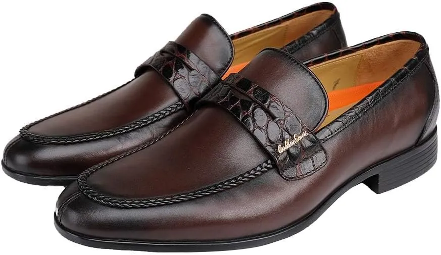 Mens Genuine Leather Slip On Loafers Comfortable Casual Driving Moccasins Brathable Loafer Dress Shoes…