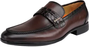 Mens Genuine Leather Slip On Loafers Comfortable Casual Driving Moccasins Brathable Loafer Dress Shoes…