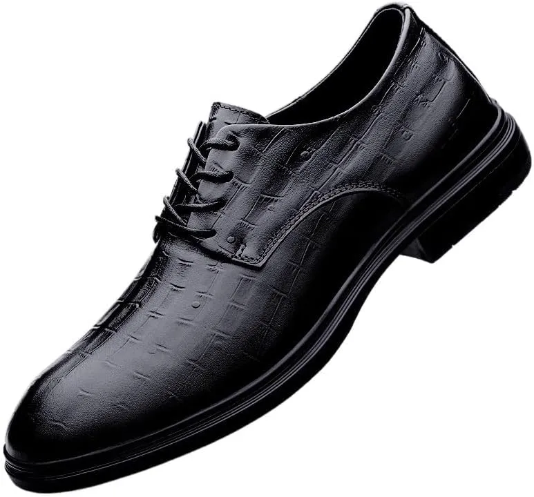Men's Italian Leather Slip-On Dress Shoes, Black Oxford Monk Strap Formal Wedding Shoes, Genuine Leather Lace-up Loafers