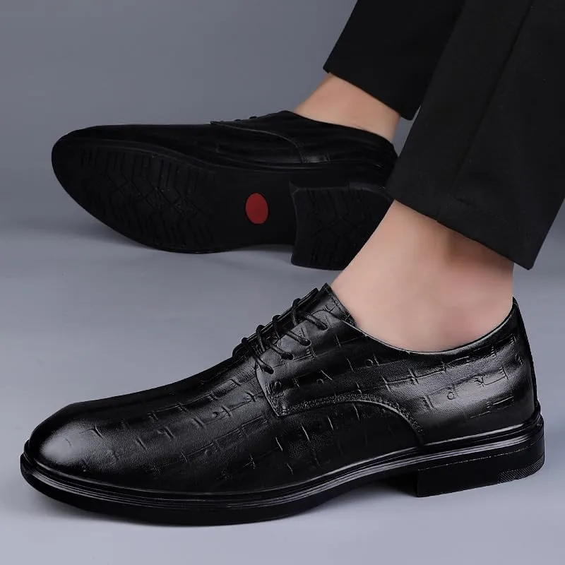 Men's Italian Leather Slip-On Dress Shoes, Black Oxford Monk Strap Formal Wedding Shoes, Genuine Leather Lace-up Loafers