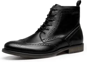 Men's Leather Boots with Brogue Design, Lace-Up Style, Composite Outsole