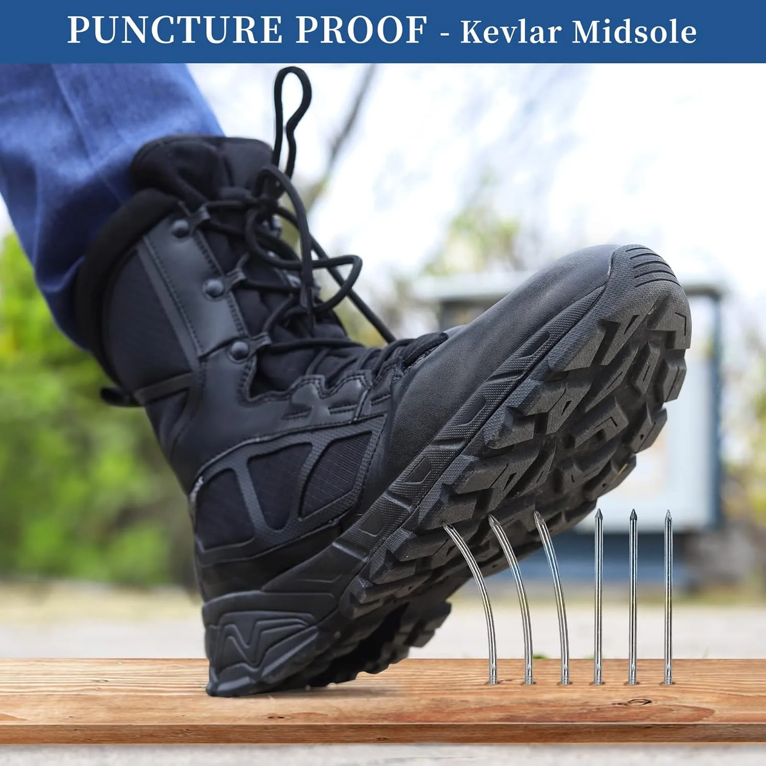 Men's Military Tactical Work Boots Lightweight Side Zipper Army Combat Hiking Boots