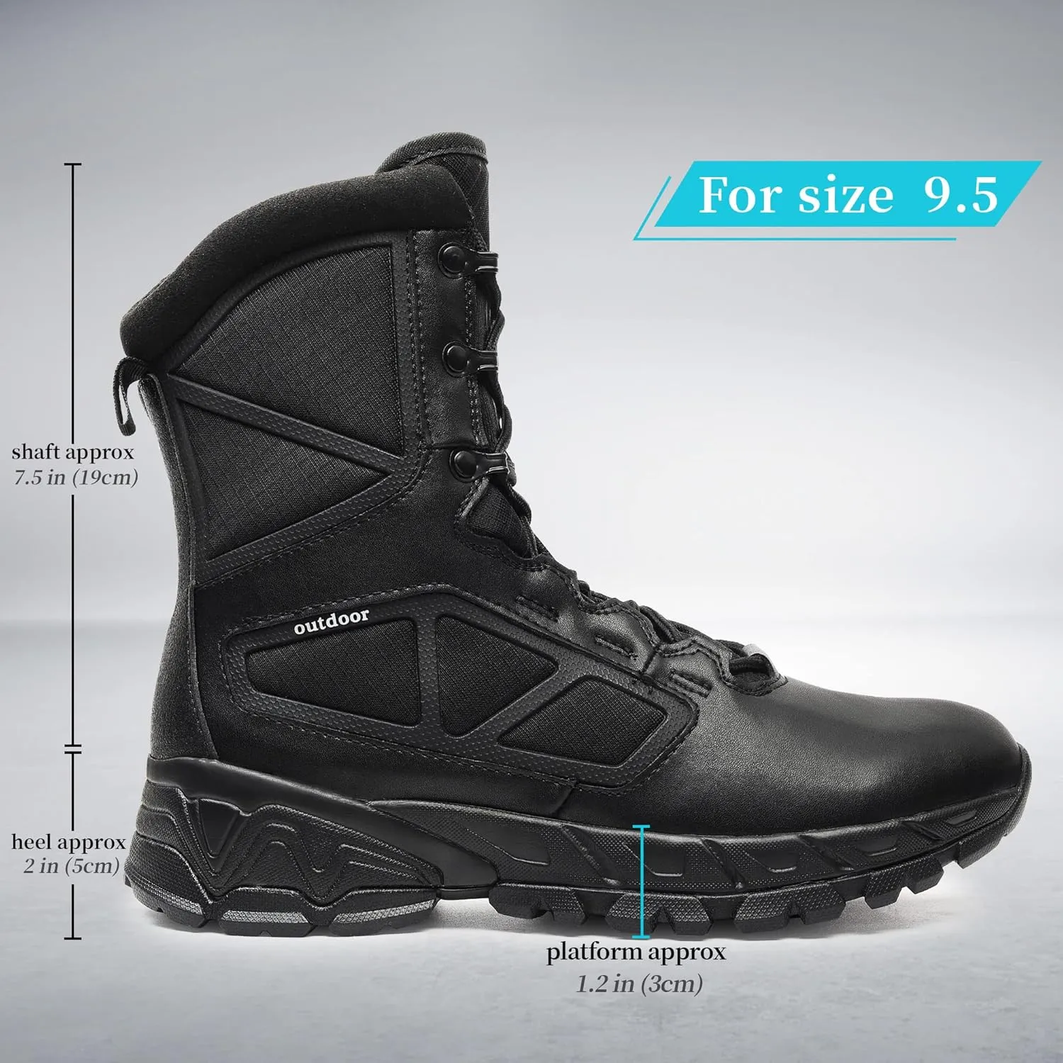 Men's Military Tactical Work Boots Lightweight Side Zipper Army Combat Hiking Boots