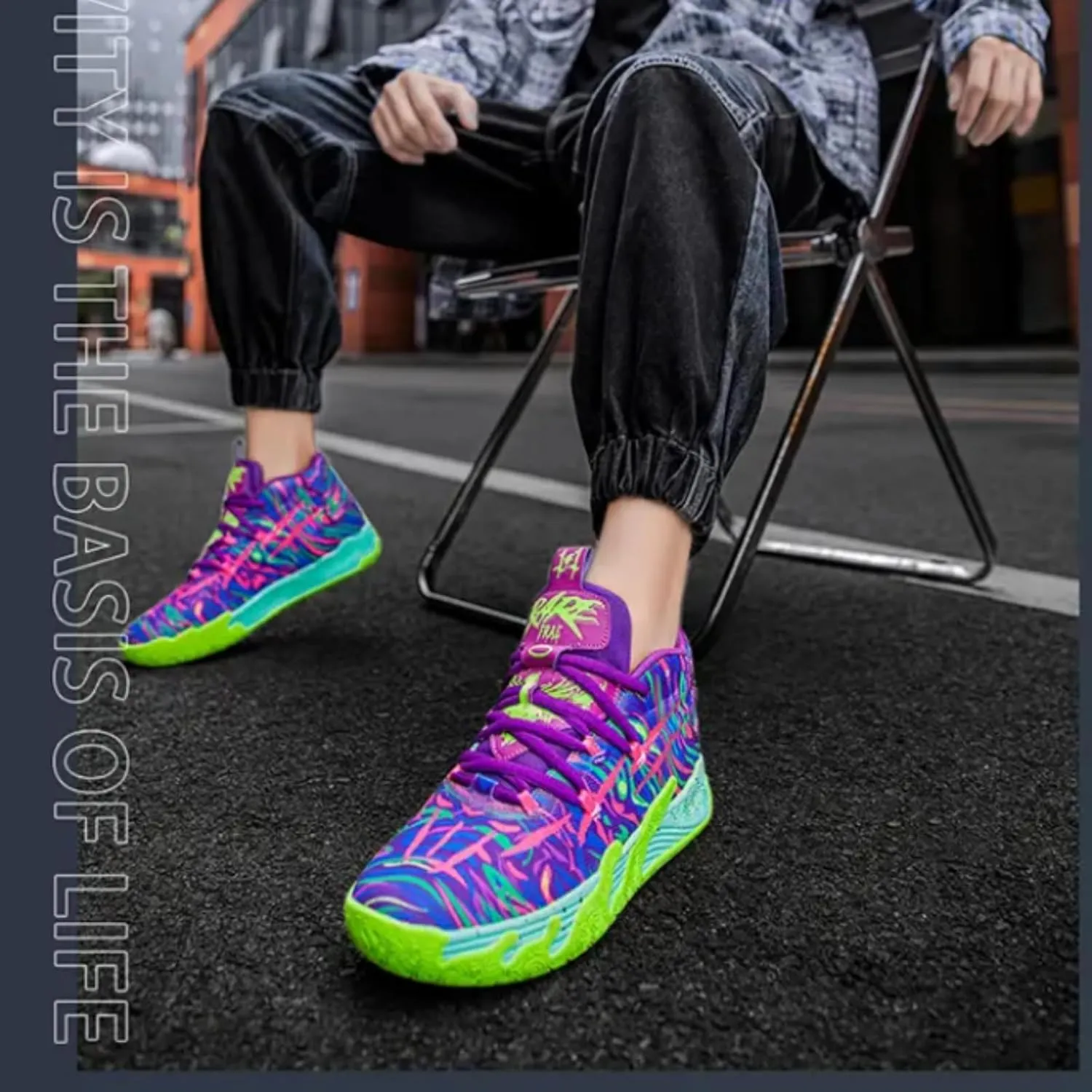 Mens Multicolor High Top Basketball Shoes Non-Slip Breathable Running Shoes Fahsion Lightweight Outdoor Gym Sneakers