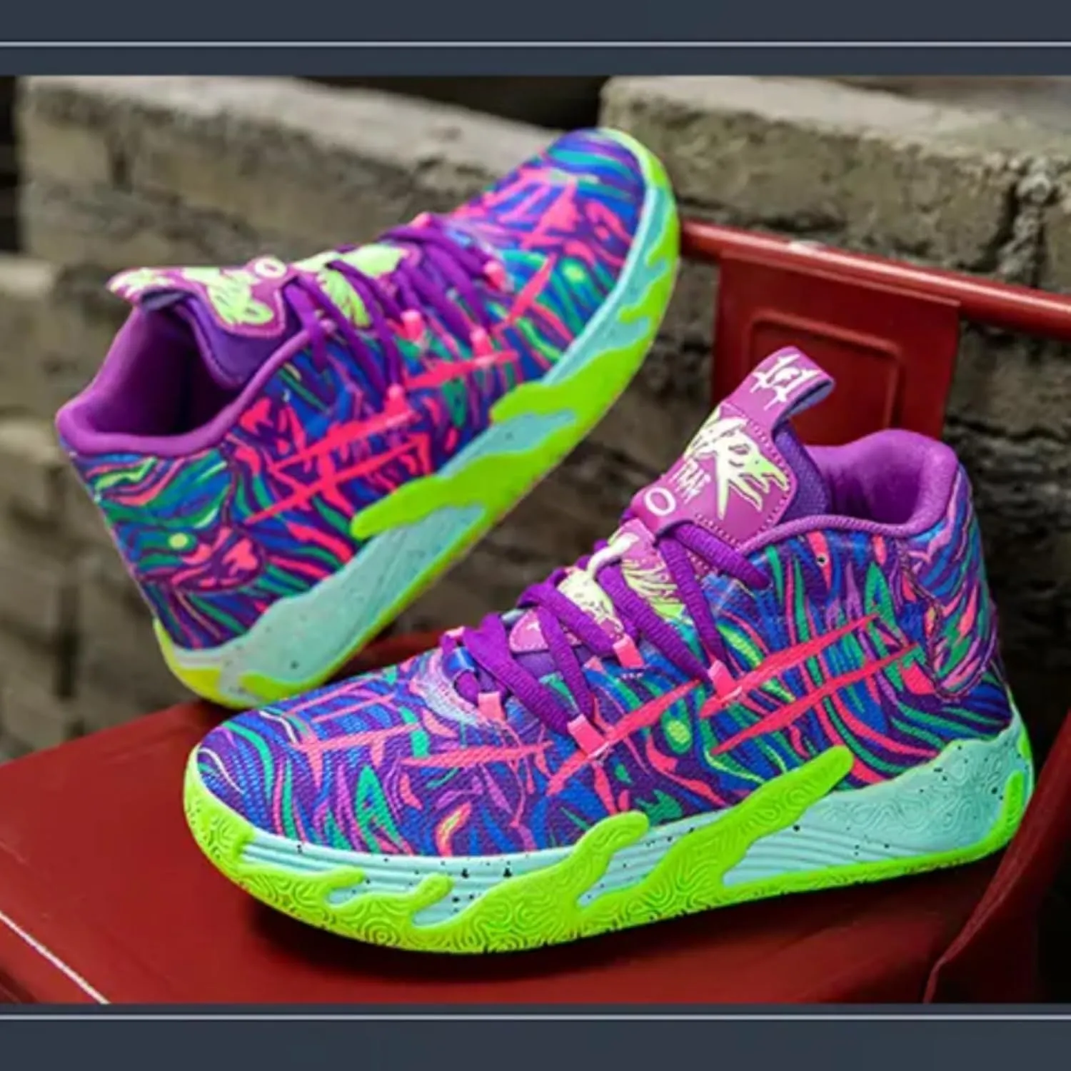Mens Multicolor High Top Basketball Shoes Non-Slip Breathable Running Shoes Fahsion Lightweight Outdoor Gym Sneakers