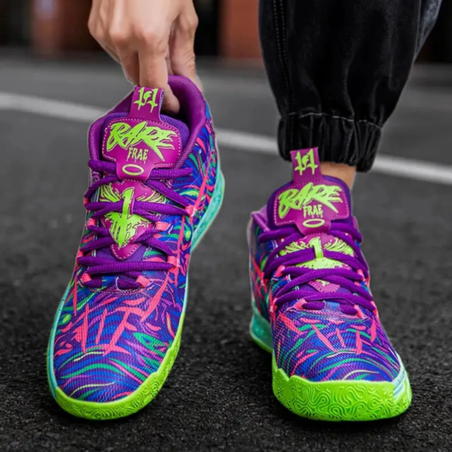 Mens Multicolor High Top Basketball Shoes Non-Slip Breathable Running Shoes Fahsion Lightweight Outdoor Gym Sneakers