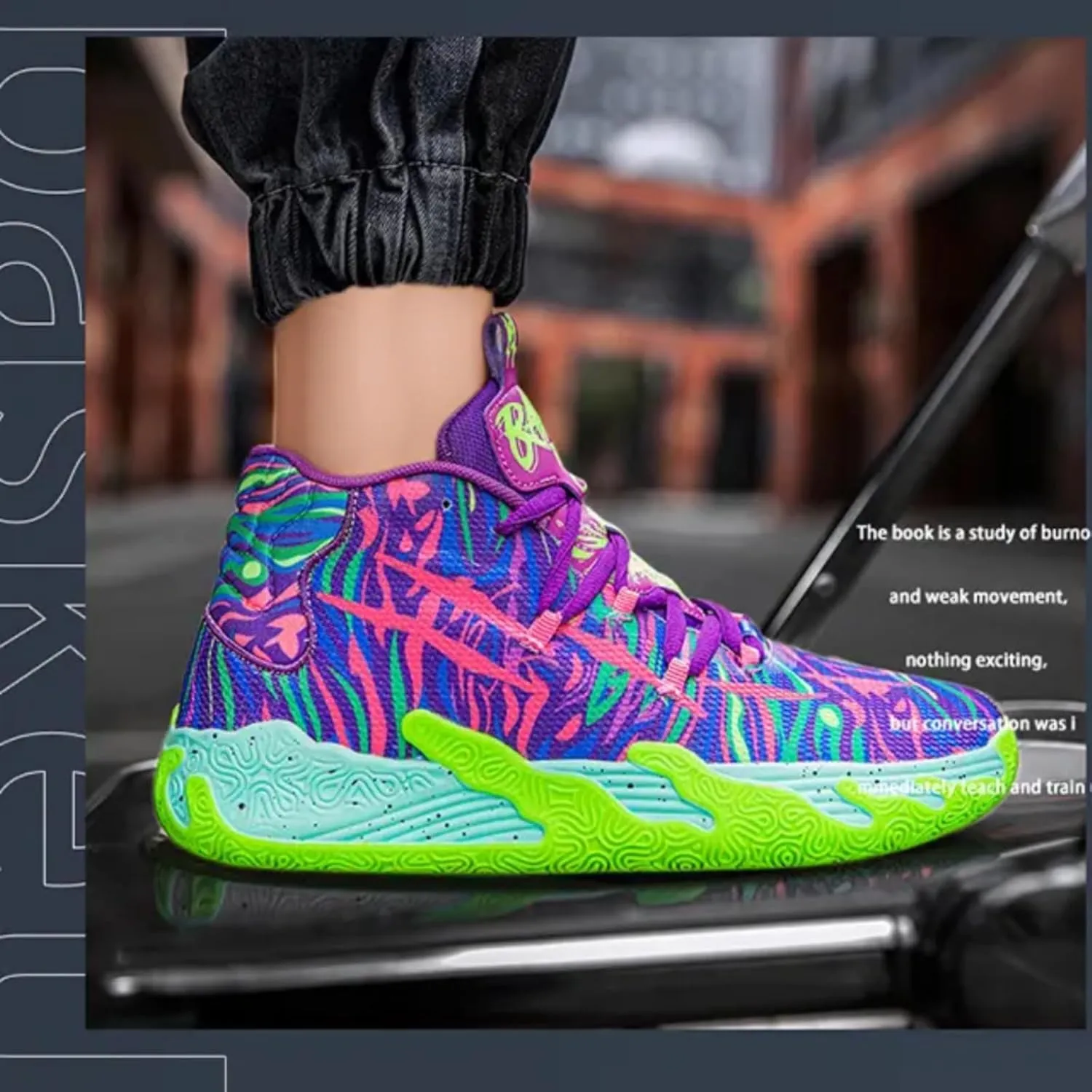 Mens Multicolor High Top Basketball Shoes Non-Slip Breathable Running Shoes Fahsion Lightweight Outdoor Gym Sneakers