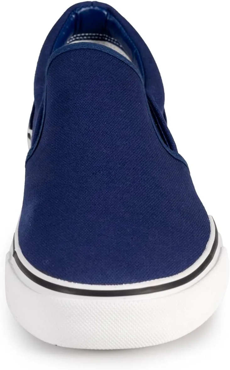 Men's Sneakers Classic Low Top Slip On Shoes Wide Canvas Skate Loafers Sneakers with Soft Insole Causal Dress Shoes for Men Comfortable Walking Shoes Slip on Sneakers for Men