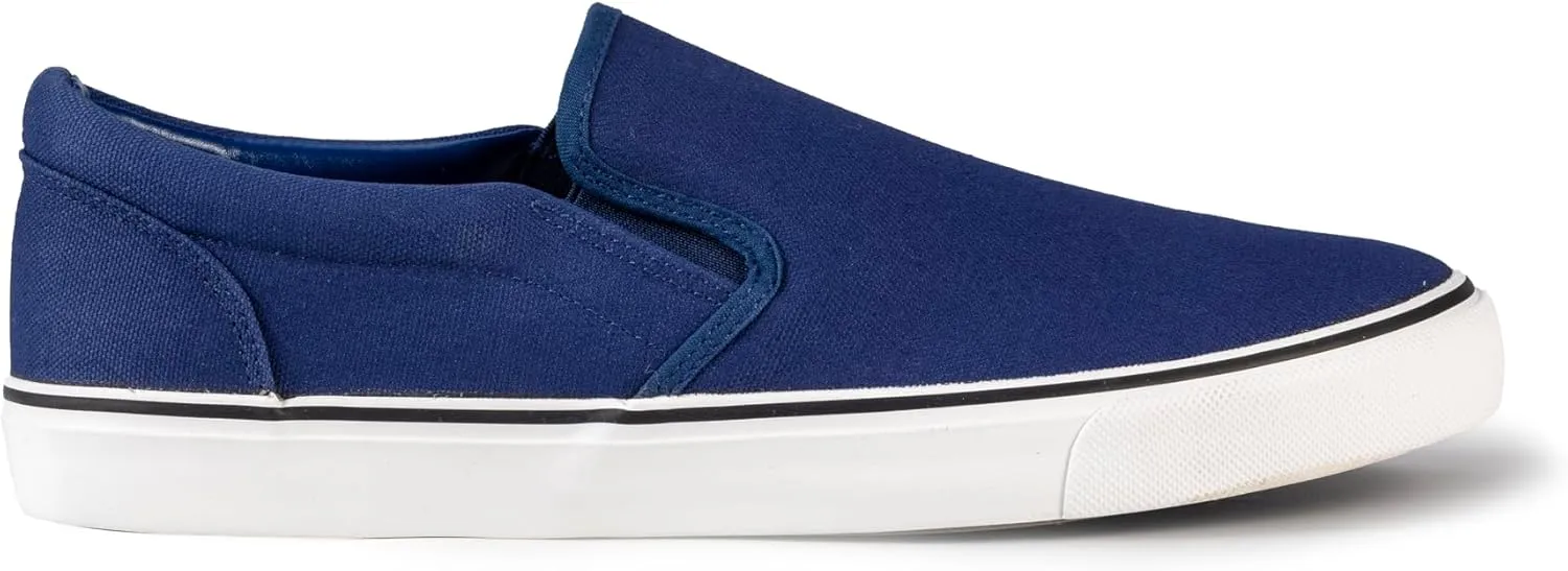 Men's Sneakers Classic Low Top Slip On Shoes Wide Canvas Skate Loafers Sneakers with Soft Insole Causal Dress Shoes for Men Comfortable Walking Shoes Slip on Sneakers for Men