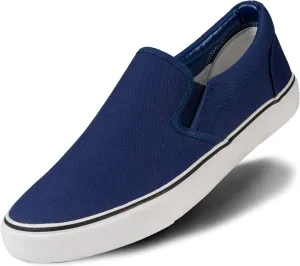Men's Sneakers Classic Low Top Slip On Shoes Wide Canvas Skate Loafers Sneakers with Soft Insole Causal Dress Shoes for Men Comfortable Walking Shoes Slip on Sneakers for Men