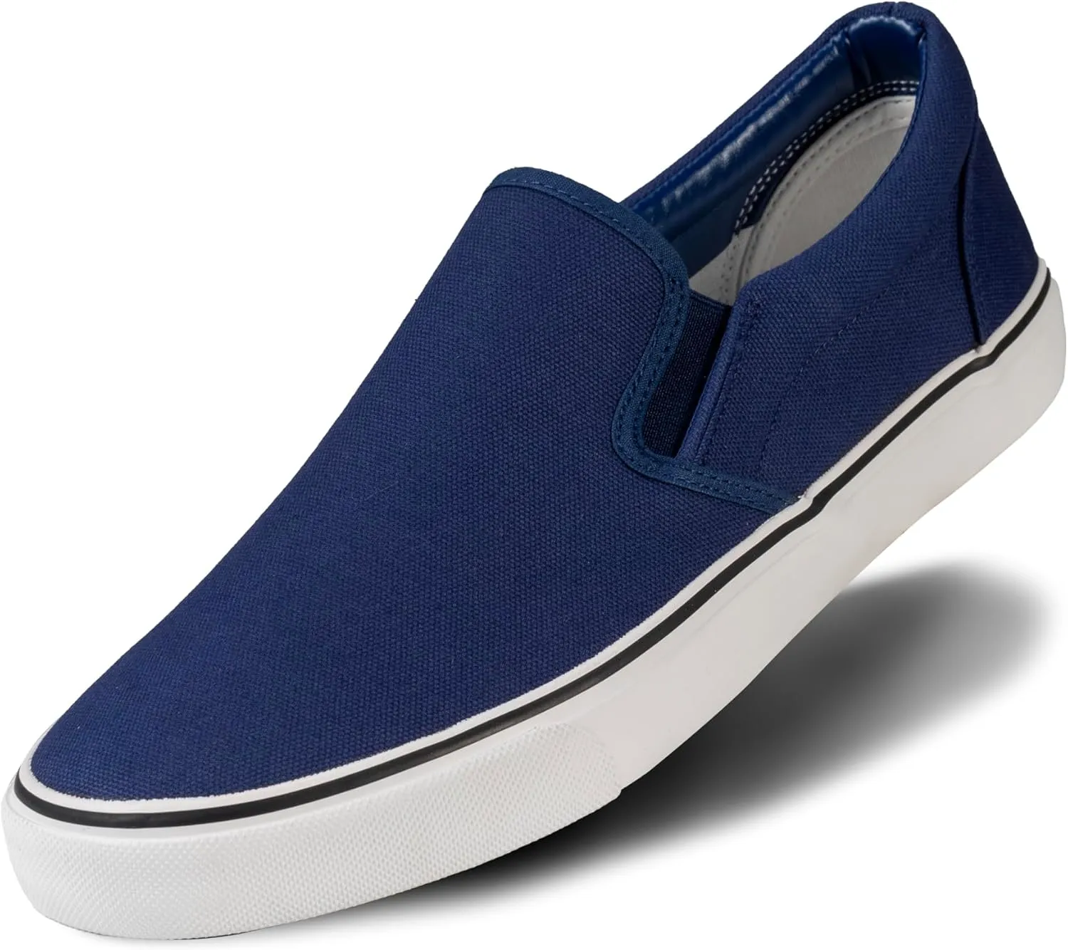 Men's Sneakers Classic Low Top Slip On Shoes Wide Canvas Skate Loafers Sneakers with Soft Insole Causal Dress Shoes for Men Comfortable Walking Shoes Slip on Sneakers for Men