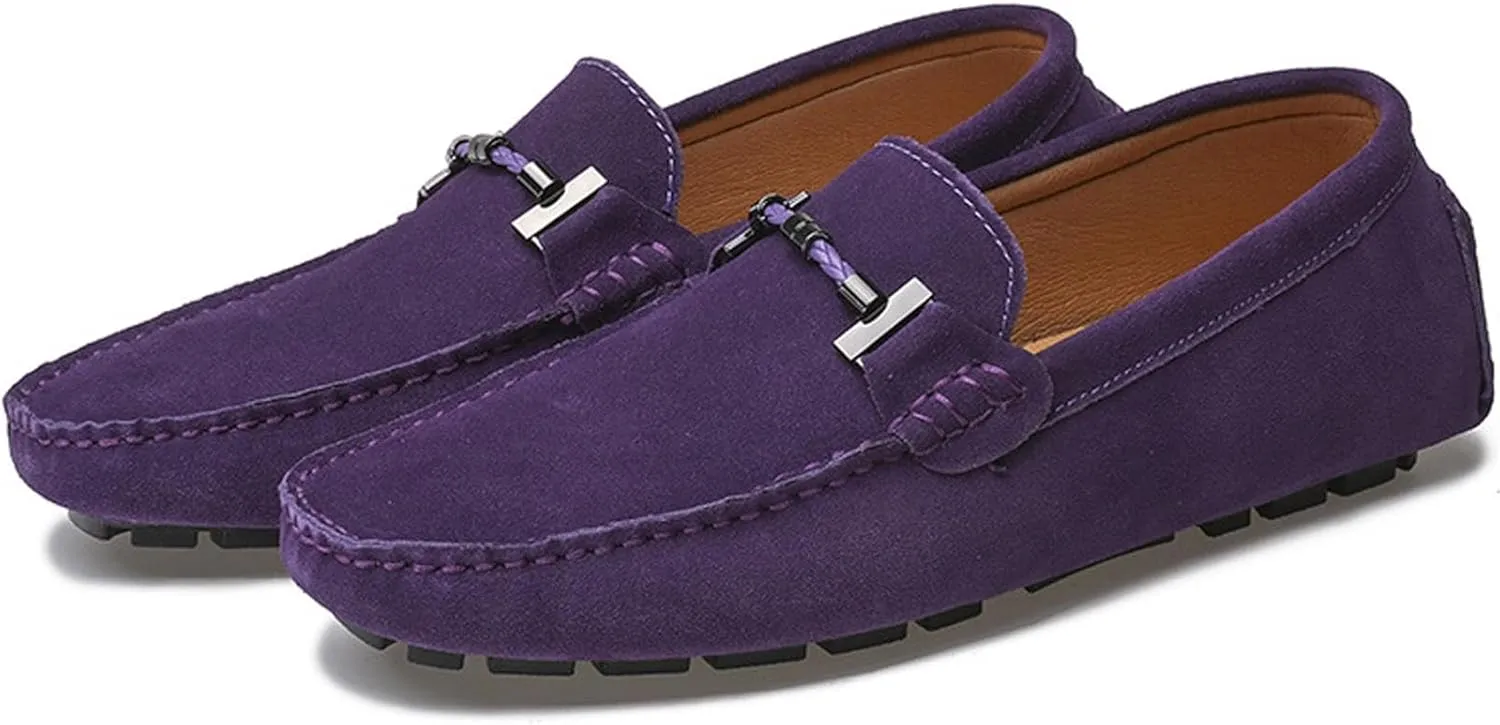 Men's Suede Leather Dress Loafers Slip On Casual Shoes Lightweight Soft Penny Loafers Driving Shoes Classic Moccasins