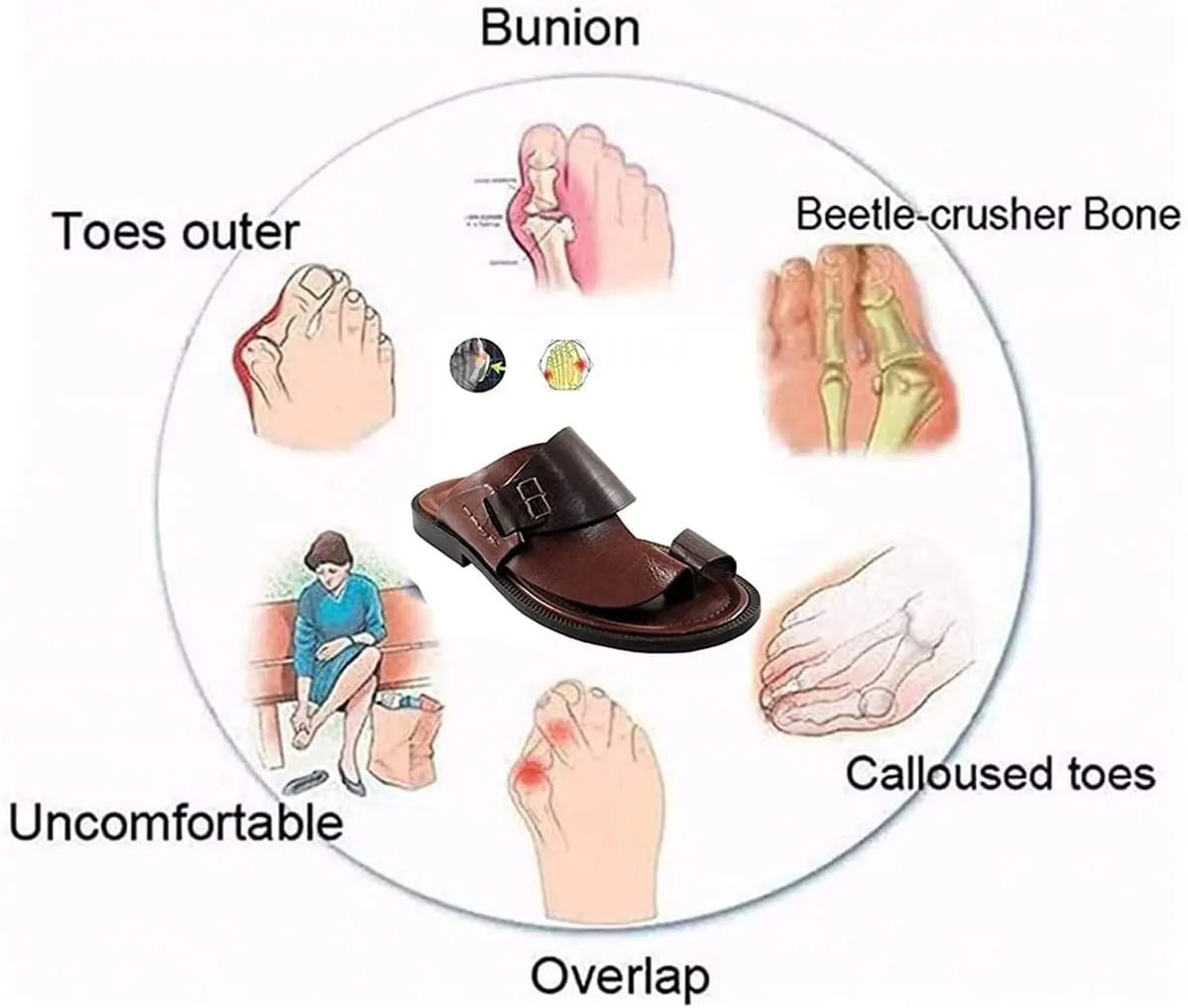 Mens Thong Sandals, Summer Beach Flip Flops Waterproof Athletic Outdoor Thong Sandals, Comfortable Non-Slip Leather Sandals Orthotic Flip Flops for Men Outdoor Flat Slippers Fashion Casual Walking Shoes
