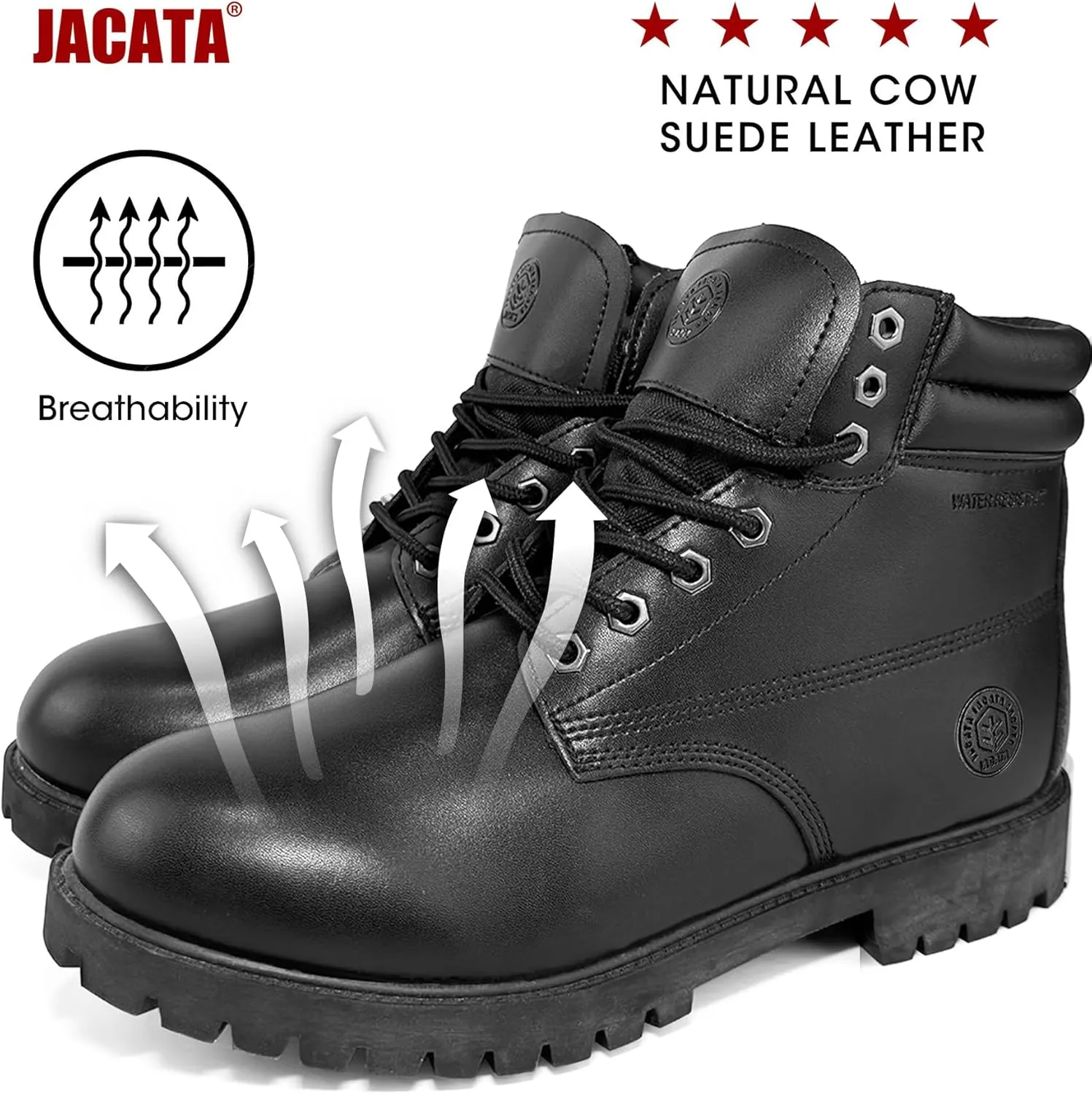 Men's Water Resistant Leather Work Boot Rubber Sole Construction Oil Resistant Utility Industrial Boots