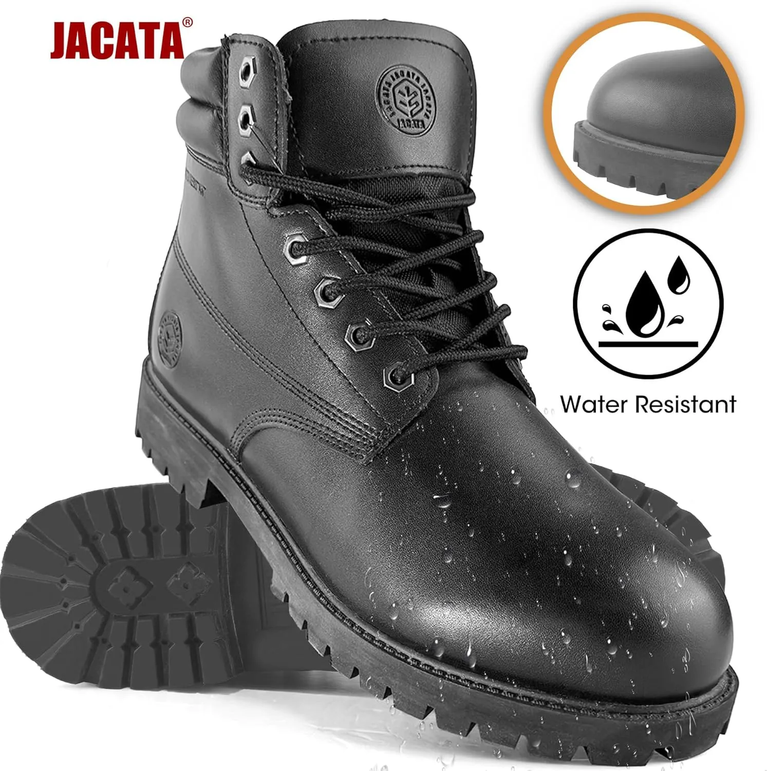 Men's Water Resistant Leather Work Boot Rubber Sole Construction Oil Resistant Utility Industrial Boots