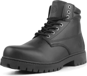 Men's Water Resistant Leather Work Boot Rubber Sole Construction Oil Resistant Utility Industrial Boots