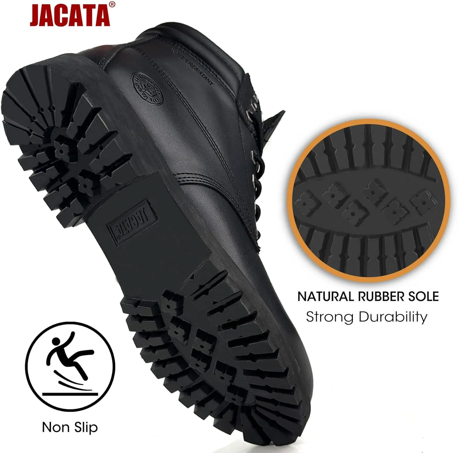 Men's Water Resistant Leather Work Boot Rubber Sole Construction Oil Resistant Utility Industrial Boots