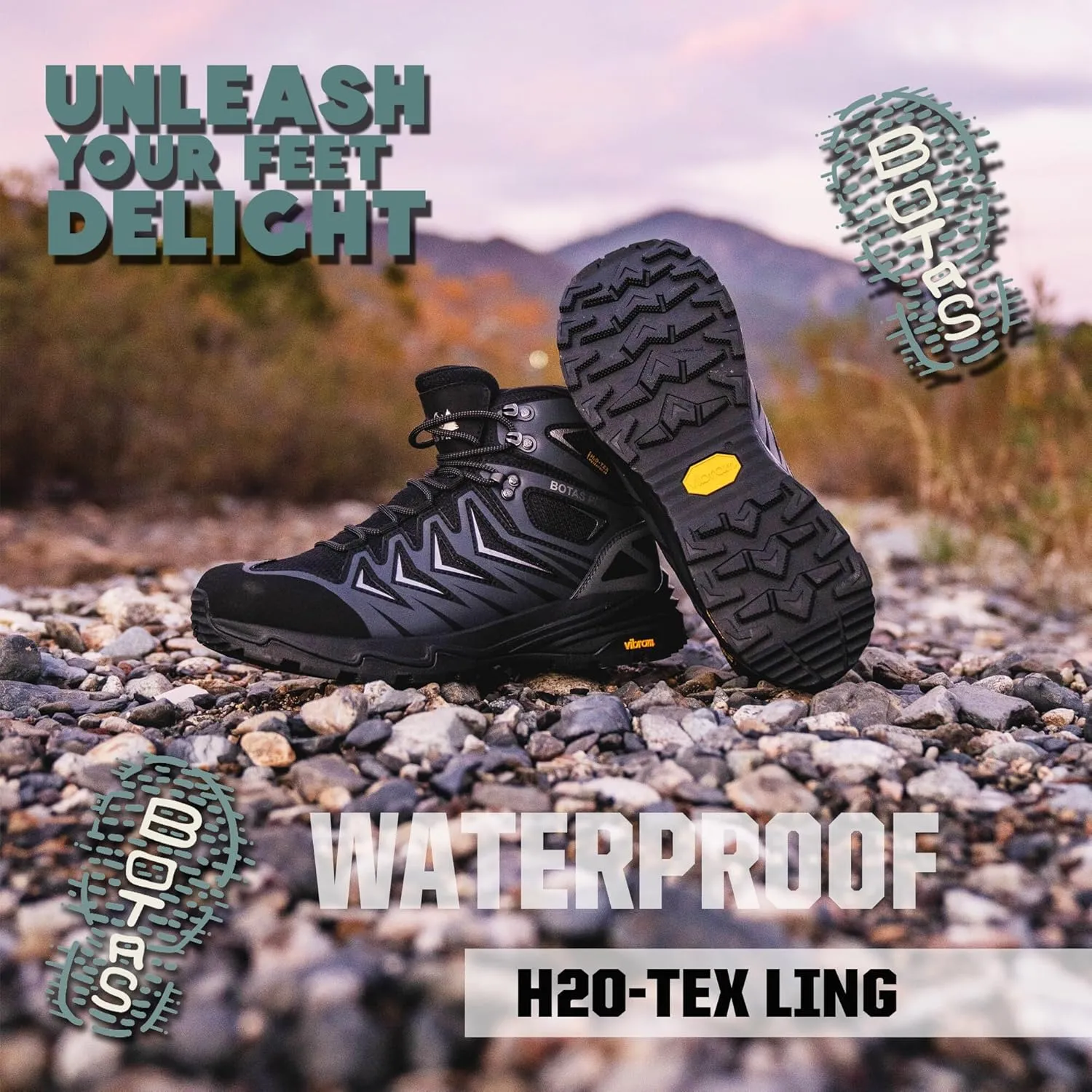 Men's Waterproof Hiking Boots, 6 Inch Slip Resistant Light Weight Outdoor Boots