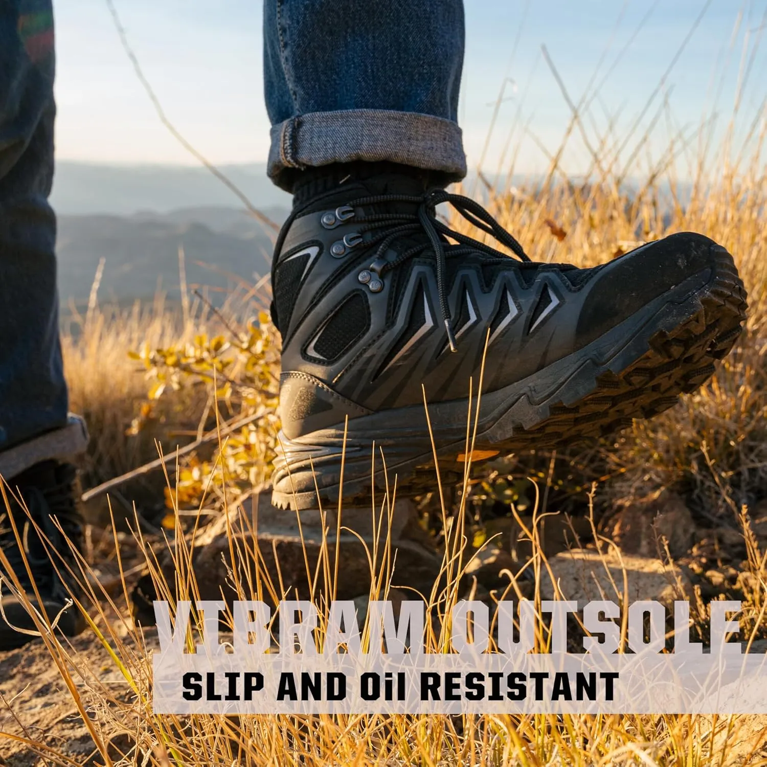 Men's Waterproof Hiking Boots, 6 Inch Slip Resistant Light Weight Outdoor Boots