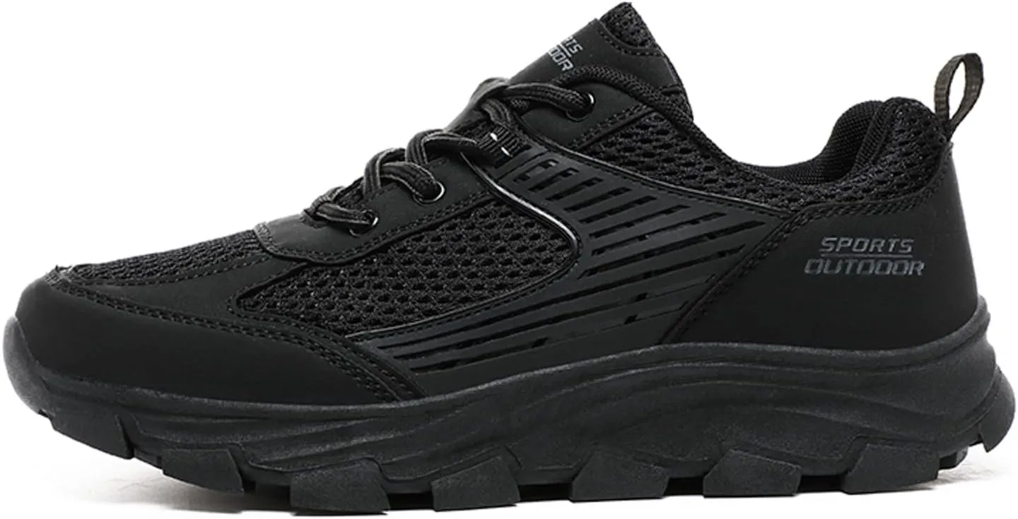 Men's Waterproof Hiking Shoes Leather Low-Top Leather Mountaineering Walking Shoes for Outdoor Trekking Camping with Arch Support Backpacking Boots All Day Workout Sneakers