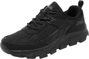 Men's Waterproof Hiking Shoes Leather Low-Top Leather Mountaineering Walking Shoes for Outdoor Trekking Camping with Arch Support Backpacking Boots All Day Workout Sneakers