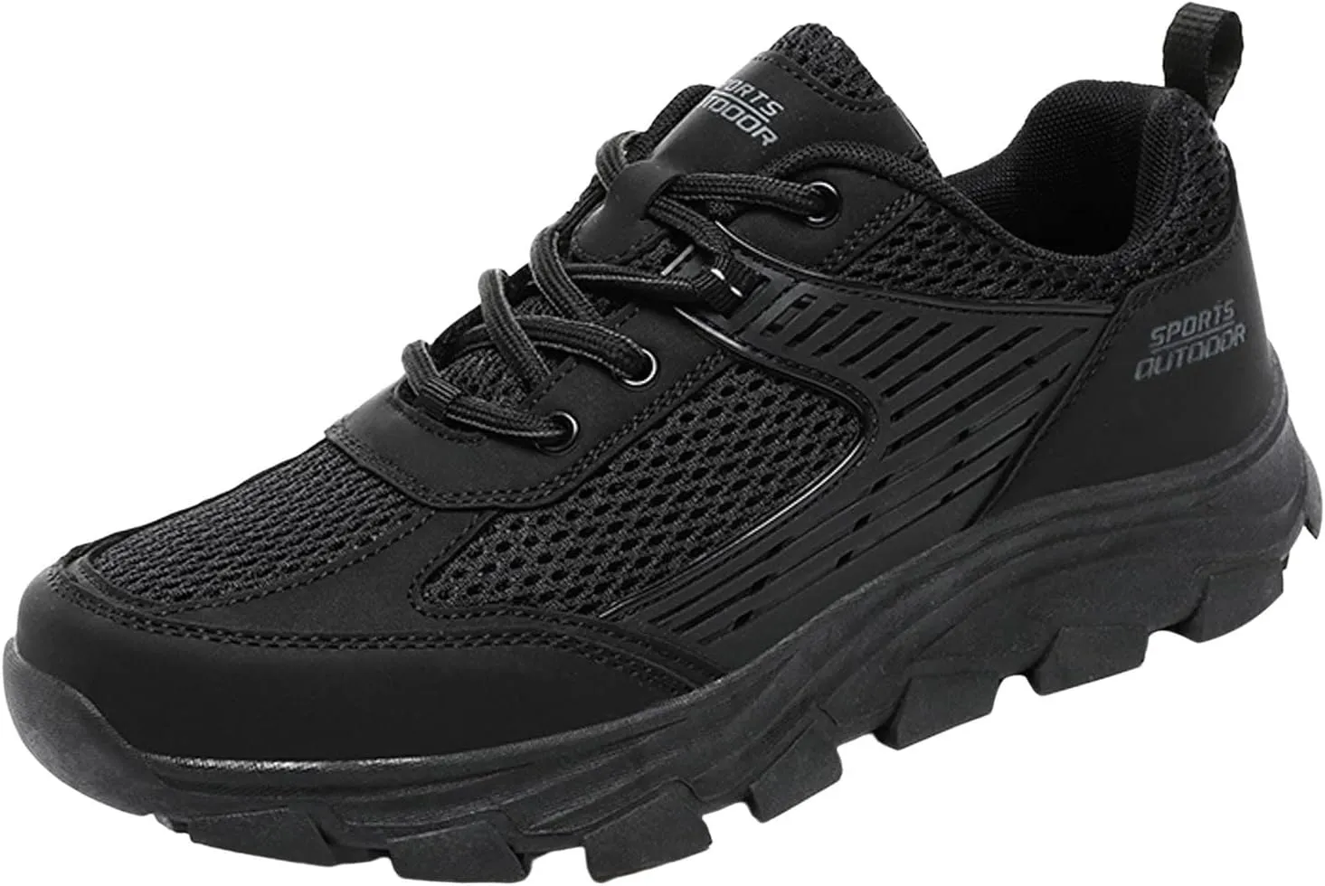 Men's Waterproof Hiking Shoes Leather Low-Top Leather Mountaineering Walking Shoes for Outdoor Trekking Camping with Arch Support Backpacking Boots All Day Workout Sneakers