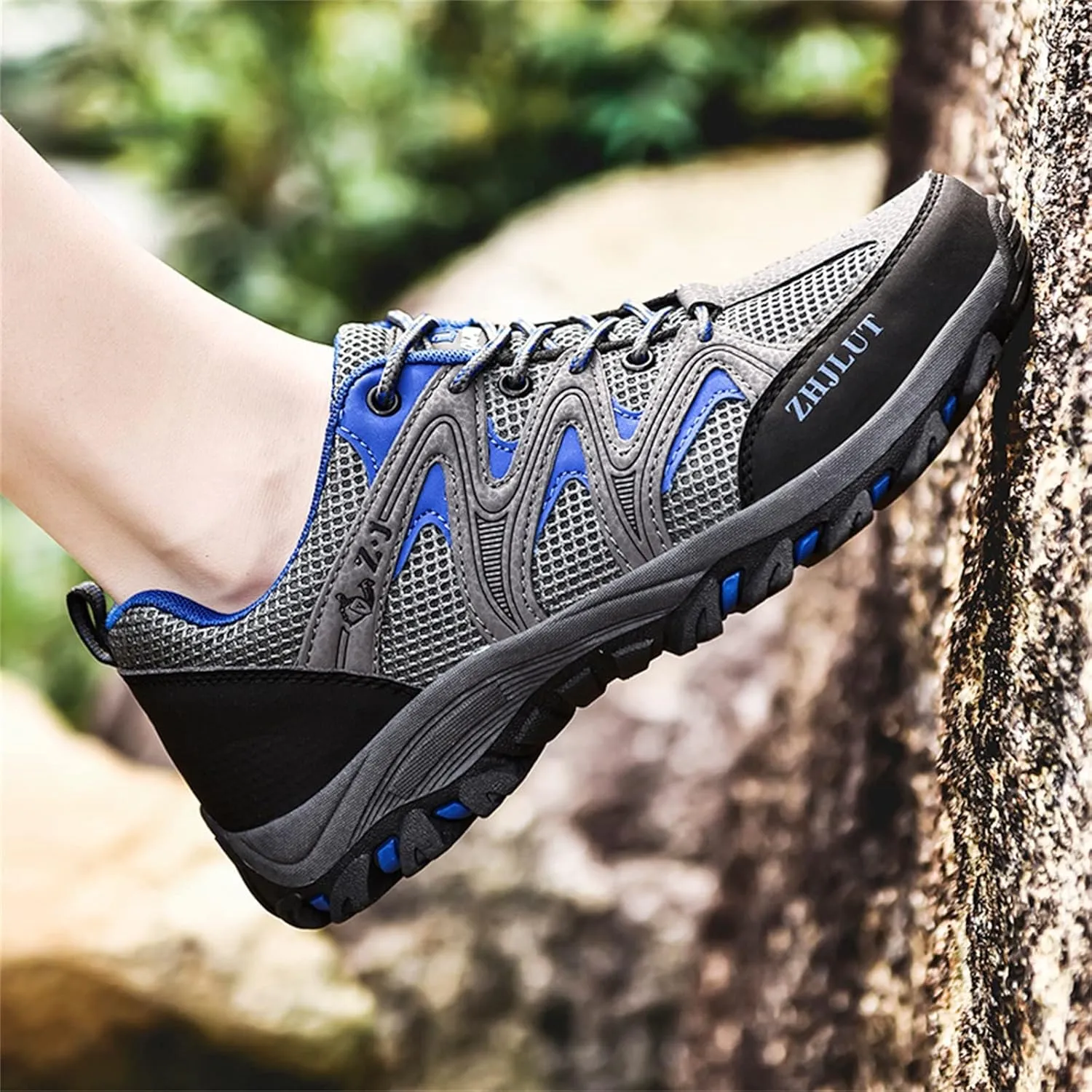 Men's Waterproof Hiking Shoes Lightweight Breathable Trekking Comfortable Backpacking Boots Non Slip Work Shoes Outdoor Mountaineering Camping Travel Sneakers with Arch Support