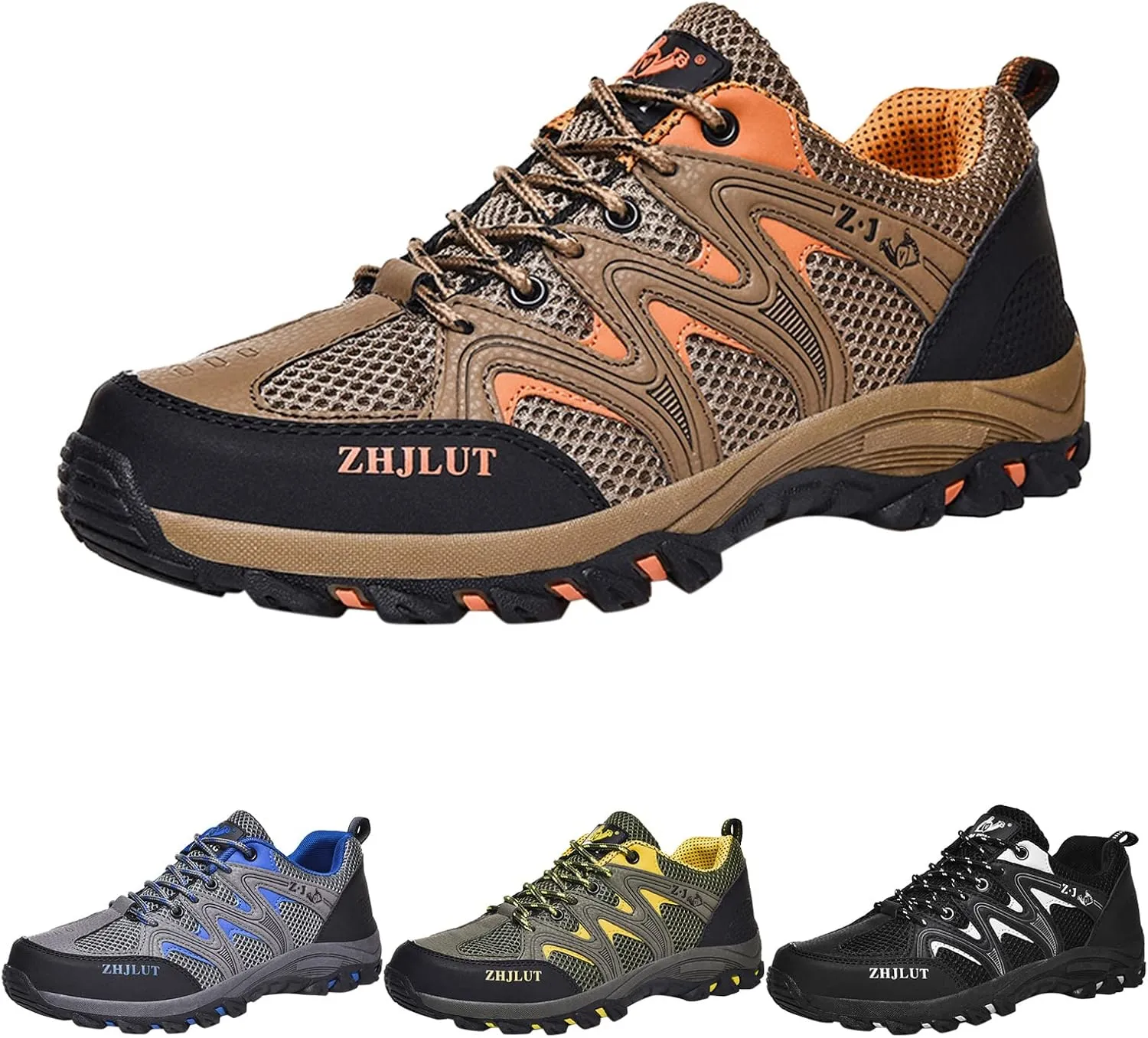 Men's Waterproof Hiking Shoes Lightweight Breathable Trekking Comfortable Backpacking Boots Non Slip Work Shoes Outdoor Mountaineering Camping Travel Sneakers with Arch Support