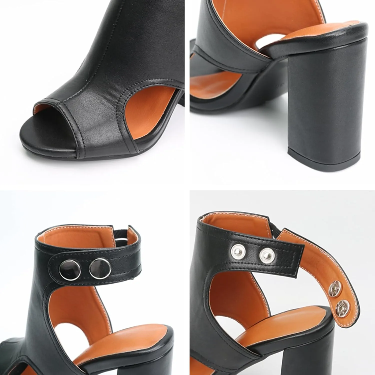 MEOTINA Open Toe Booties for Women Dressy Sandals Peep Toe Boots Block Heels Summer Gladiator Shoes