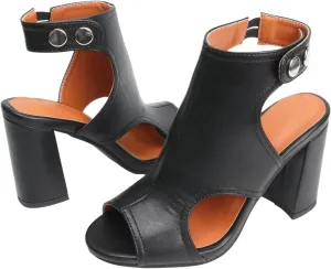 MEOTINA Open Toe Booties for Women Dressy Sandals Peep Toe Boots Block Heels Summer Gladiator Shoes