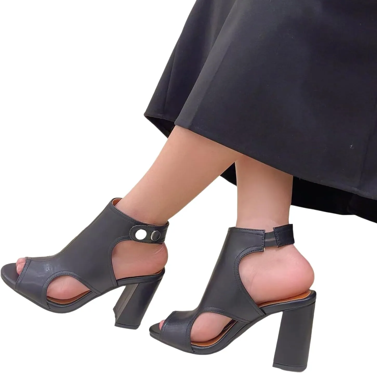 MEOTINA Open Toe Booties for Women Dressy Sandals Peep Toe Boots Block Heels Summer Gladiator Shoes
