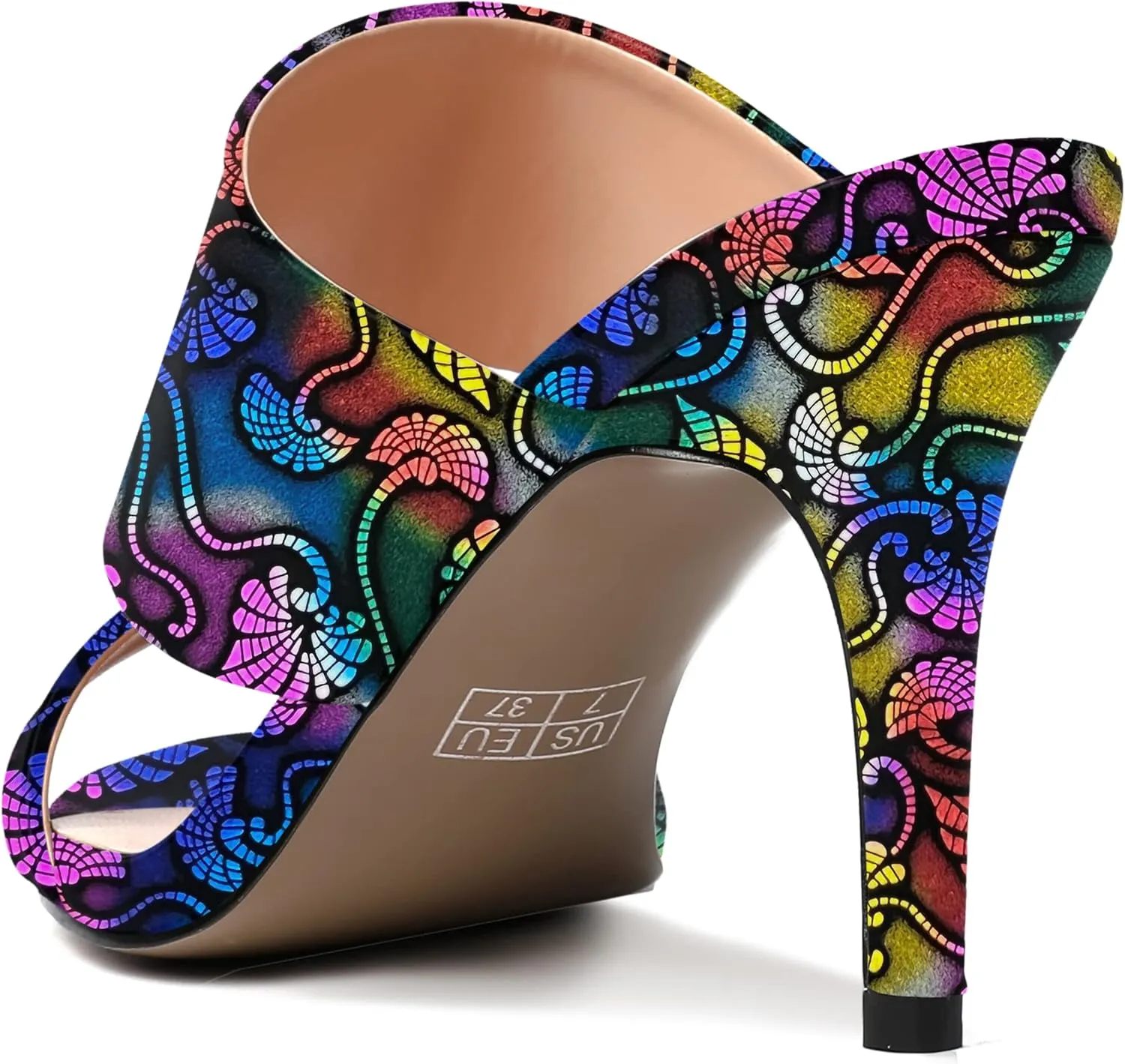 MERRORI Women's Slip On Sexy Party Open Toe Heeled Mule Patent Stiletto High Heel Heeled Sandals 3.3 Inch